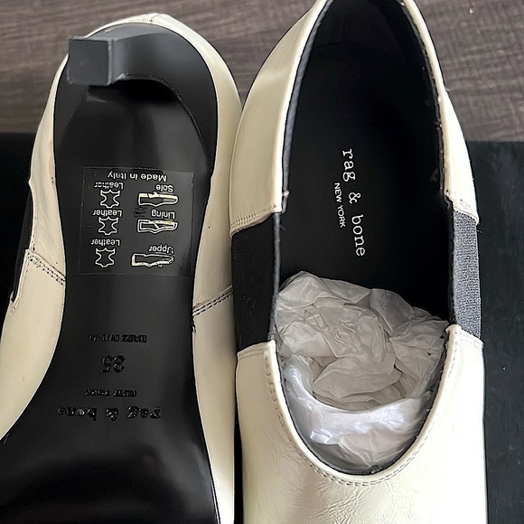 rag & bone Antique White Stiletto Heel Pull On Ankle Booties New in Box - Picture 10 of 10